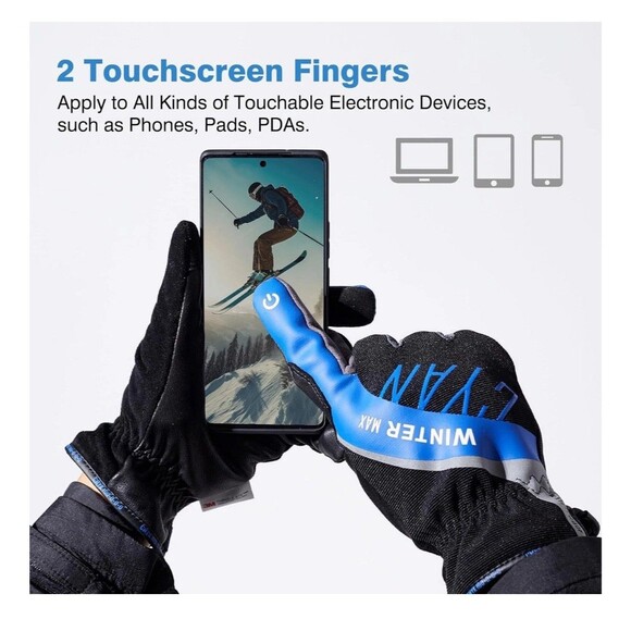 COOLJOB Leather Gloves Waterproof Winter Max Touch Screen 3M Thinsulate Medium - Picture 3 of 13
